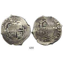 Potosi, Bolivia, cob 8 reales, 1675E.