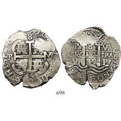 Potosi, Bolivia, cob 8 reales, 1689VR.