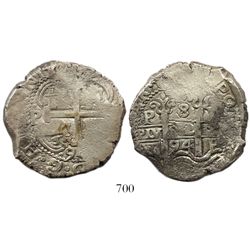 Potosi, Bolivia, cob 8 reales, 1694VR.