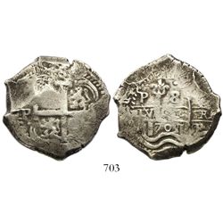 Potosi, Bolivia, cob 8 reales, 1701(F or Y).