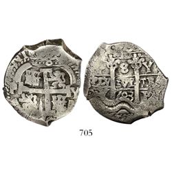 Potosi, Bolivia, cob 8 reales, 1703Y.