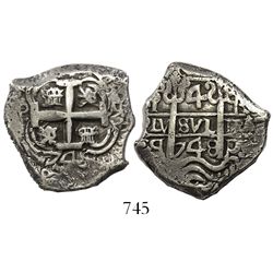 Potosi, Bolivia, cob 4 reales, 1748q, ex-Huntington.