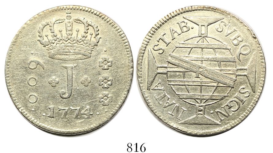 1774 Rio Brazil (Rio mint), 600 reis, Jose I, 1774-R. - Daniel Frank Sedwick, LLC