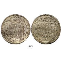 Brazil (Rio mint), 960 reis, Joao Prince Regent, 1816-R, struck over a Mexico City, Mexico, bust 8 r