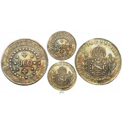 Brazil (Rio mint), 960 reis (large digits, rare), Pedro I, 1825-R, struck over a Lima, Peru, 8 reale