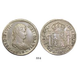 Santiago, Chile, bust 8 reales, Ferdinand VII, 1812FJ.