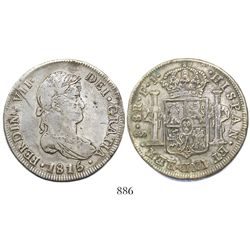 Santiago, Chile, bust 8 reales, Ferdinand VII, 1815FJ.