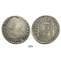 Santiago, Chile, bust 4 reales, Charles IV, 1804FJ.