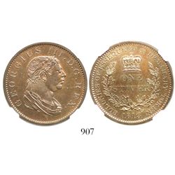 Essequibo & Demerary, copper 1 stiver, 1813, encapsulated NGC MS 65 BN, tied for finest known in NGC