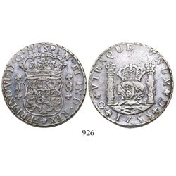 Guatemala, pillar 8 reales, Ferdinand VI, 1755J, large J.