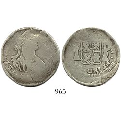 Durango, Mexico, bust 2 reales, Ferdinand VII (armored bust), 1812RM, rare type.