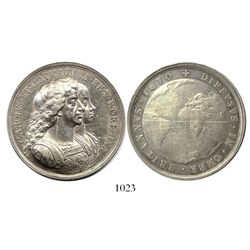 Great Britain, silver medal, Charles II, 1670, British colonization.