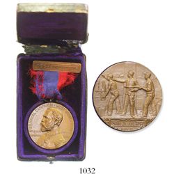 San Juan, Puerto Rico, bronze medal with red-and-blue ribbon, 1898, U.S. Naval Campaign in the West