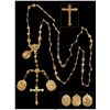 Image 1 : Complete gold rosary consisting of chain, crucifix and three medallions.