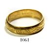 Image 1 : Gold wedding ring engraved with birds and flowers.