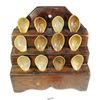 Image 1 : Lot of 12 Chinese porcelain spoons in a wooden display rack.