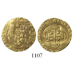 Seville, Spain, 1 escudo, Charles-Joanna, assayer * to right, mintmark S to left.