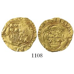 Seville, Spain, 1 escudo, Charles-Joanna, assayer Gothic D to right, mintmark S to left.