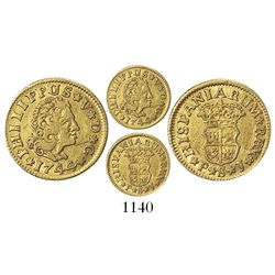 Seville, Spain, bust 1/2 escudo, Philip V (new bust), 1744PJ.