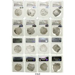Lot of 8 Potosi, Bolivia, cob 8 reales, Philip III, assayers R, Q and T, all Grade 2.