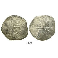 Potosi, Bolivia, cob 8 reales, Philip IV (1630s or 40s), assayer not visible, rare provenance.