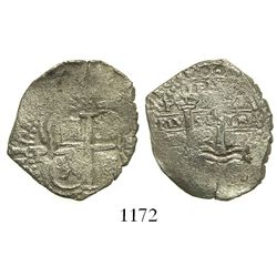 Potosi, Bolivia, cob 2 reales, 1652E (post-transitional), 1-PH-6 at top.