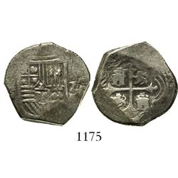Mexico City, Mexico, cob 2 reales, Philip IV, assayer P (1660s).