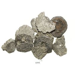 Lot of 10 Lima, Peru, and Potosi, Bolivia, cob 8R and 4R (mostly fragments), various dates and assay