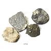 Image 1 : Lot of 4 encrusted (uncleaned) silver cobs (8R and 4R, probably all Mexico).