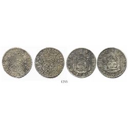 Lot of 2 Mexico City, Mexico, pillar 4 reales, Philip V, 1740MF, narrow date.