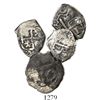 Image 1 : Lot of 4 cob 1R of Lima, Peru (1724 and 1749) and Potosi, Bolivia (1735 and 1749).