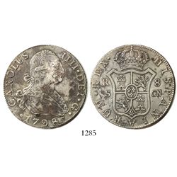 Seville, Spain, bust 8 reales, Charles IV, 1798CN.