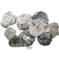 Lot of 10 Mexico City, Mexico, cob 8R (7) and 4R (3), Philip IV, assayers not visible, from various
