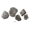 Image 1 : Lot of 5 silver-cob fragments from Fisher wrecks: Two from the Atocha (1622), one from the Santa Mar