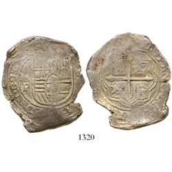 Mexico City, Mexico, cob 8 reales, Philip IV, assayer P (ca. 1650).