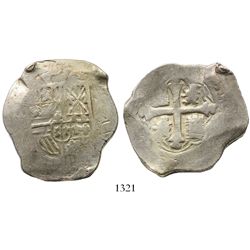 Mexico City, Mexico, cob 8 reales, Philip IV, assayer P (1650s-1660s).