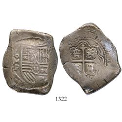 Mexico City, Mexico, cob 8 reales, Philip IV, assayer P (1650s-1660s).