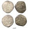 Image 1 : Lot of 2 Mexico City, Mexico, cob 2R, one Philip III and one Philip V, assayers not visible.