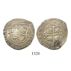 Mexico City, Mexico, cob 2 reales, Philip II, assayer O below mintmark oM to left.