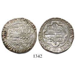 Lima, Peru, cob 2 reales, Philip II, assayer Diego de la Torre, *-ii to left, P-oD to right.