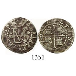 Lima, Peru, cob 1/2 real, Philip II, assayer Diego de la Torre, oD to left, * to right.