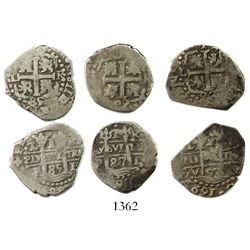 Lot of 3 Lima, Peru, cob 1R, various dates: 1685R, 1687R and 1693V.