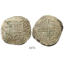 Potosi, Bolivia, cob 8 reales, (16)29T, denomination o-VIII, heavy-dot borders.