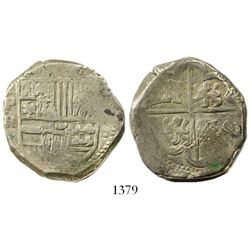 Potosi, Bolivia, cob 8 reales, Philip IV, assayer TR (1630s).