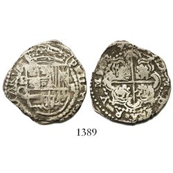 Potosi, Bolivia, cob 2 reales, Philip III, assayer Q.