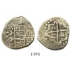 Image 1 : Potosi, Bolivia, cob 2 reales, Philip IV, assayer P (mid-1620s), quadrants of cross transposed.