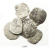 Image 1 : Lot of 6 Potosi, Bolivia, cob 2R, Philip II through Philip IV, various assayers (where visible).