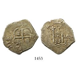 Potosi, Bolivia, cob 2 reales, 1683V.