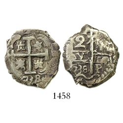 Potosi, Bolivia, cob 2 reales, 1738M.