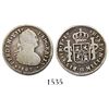 Image 1 : Santiago, Chile, bust 1 real, Ferdinand VII (bust of Charles IV), 1809/8FJ, with FERDIN struck over
